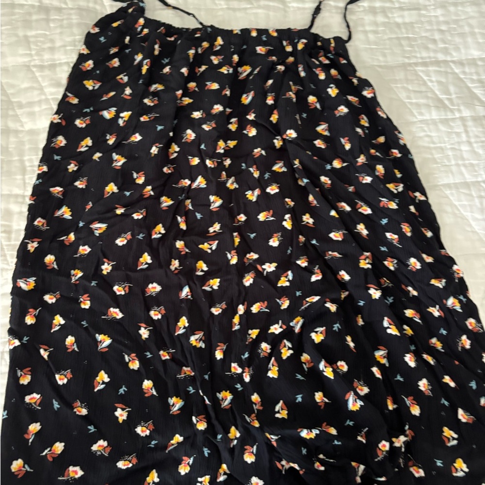 BDG Black Floral Smocked Romper with Multicolor Blooms
